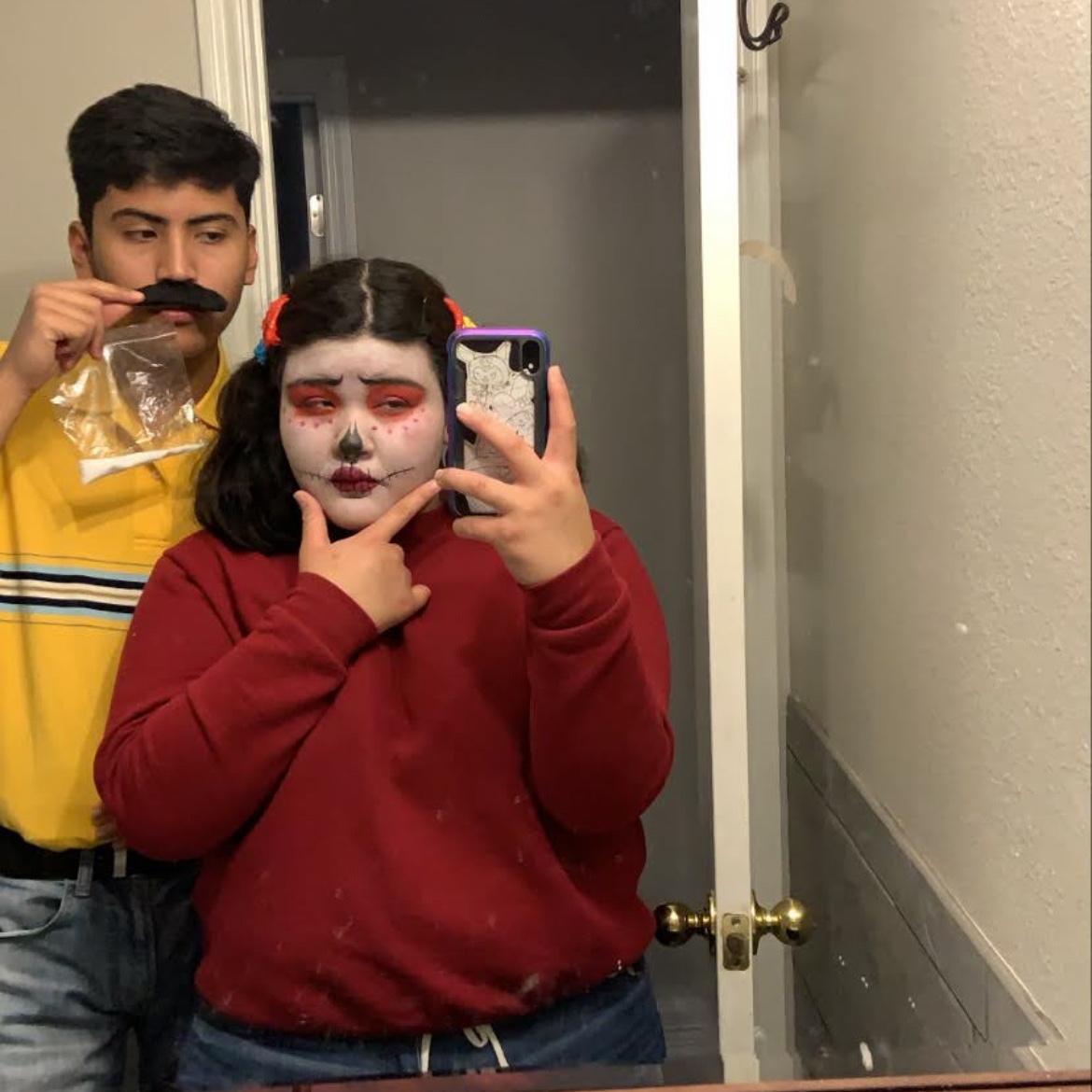 Our second Halloween (2020) together, we DO NOT talk about the first one my costume was not it. Toby was inspired by Narcos (Netflix series) and I was Miguel from Coco. -Cori
(It’s sugar)