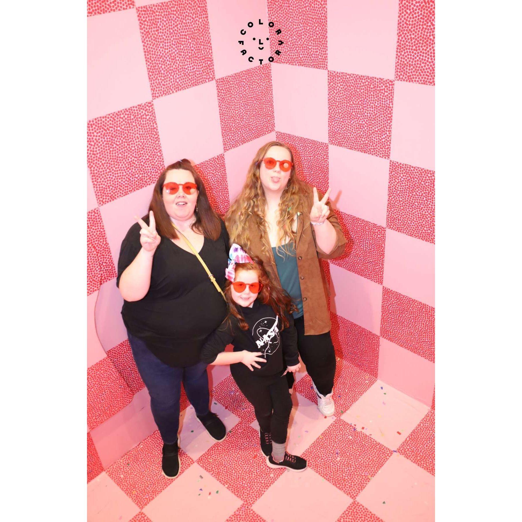 Amanda, Alexis, and I at the color factory in Houston! Amanda is my matron of honor and Alexis is my flower girl!