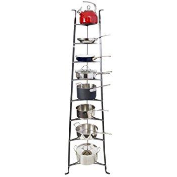Enclume 8-Tier Cookware Stand, Free Standing Pot Rack, Hammered Steel ( Unassembled)