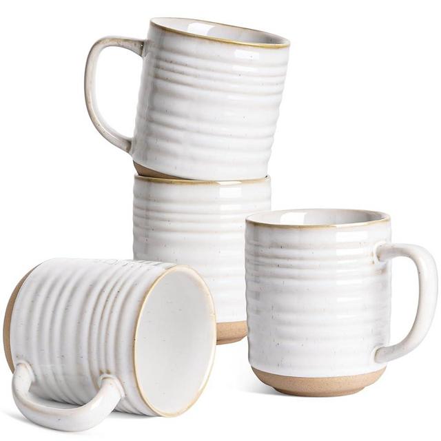 LE TAUCI Coffee Mugs 17 oz,Ceramic Mug Set, Coffee Cups for Latte, Hot Tea, Cappuccino, Mocha, Cocoa, Dishwasher Safe, Suit For Housewarming Wedding- 3.5 inch, Set of 4, Arctic White