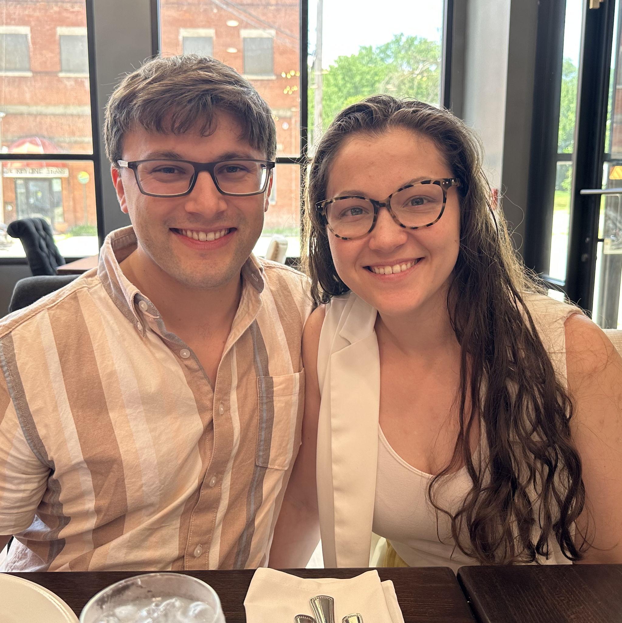 Tasting the food for our wedding! Galena, IL. 2025