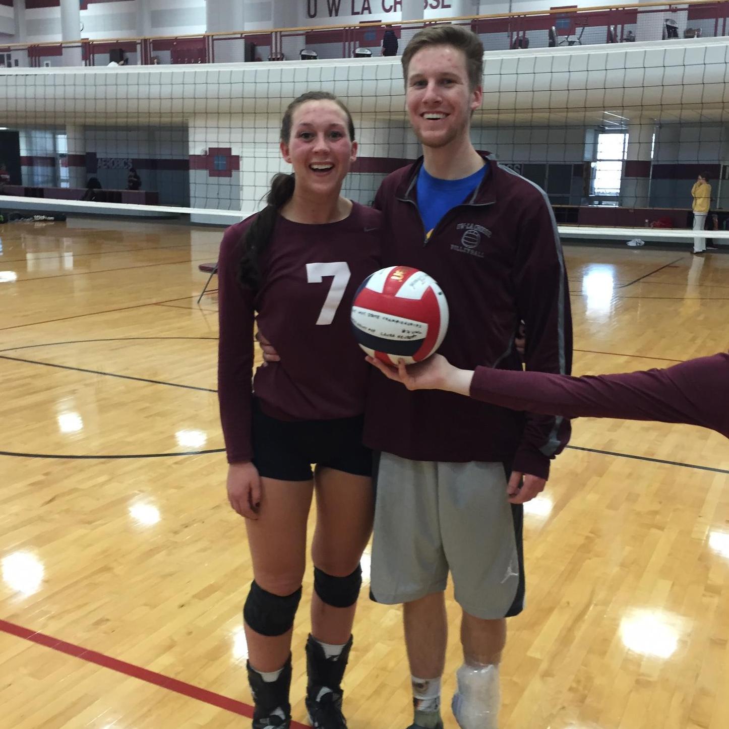 Photo of us during our senior year after our last conference volleyball tournament!