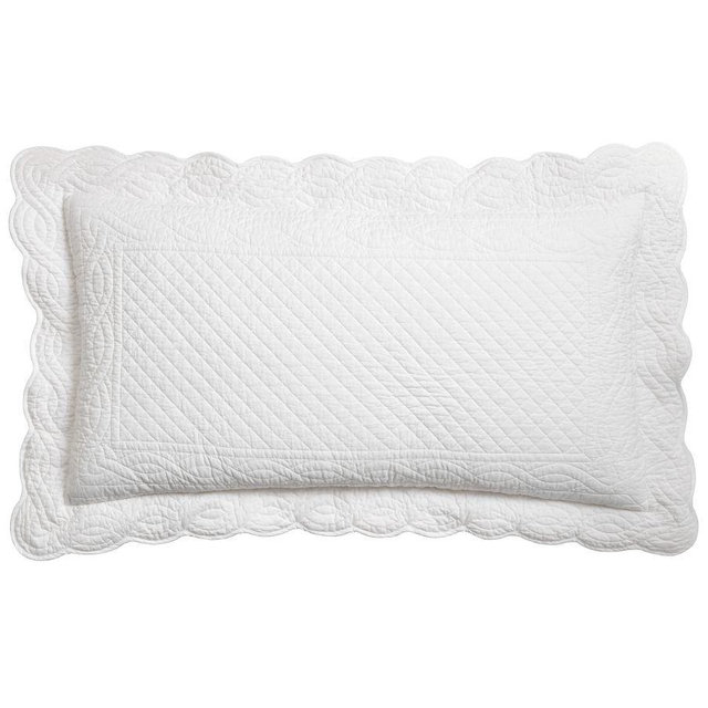 Heirloom Scallop Quilted Sham, White, King, Set of 2