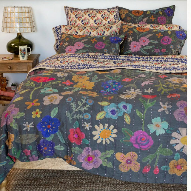 Bungalow Reversible Cotton Quilt - Boho Wildflower