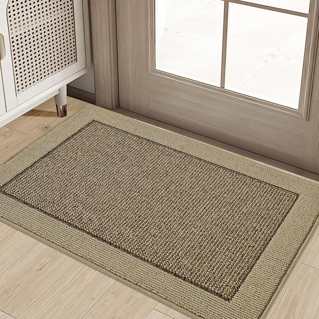 BEQHAUSE Indoor Door Mat 20" x 32", Dirt Trapper Door Mats Non-Slip Entryway Rugs Washable, Resist Dirt Absorbent Welcome Mat, Low Profile Floor Mats for Front Back Door and Entryway, Taupe