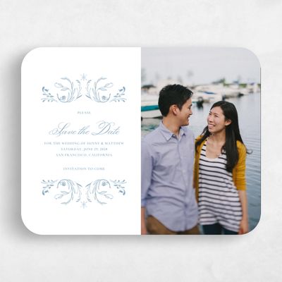 Blue Rounded Wedding Save the Date - Camberley Photo