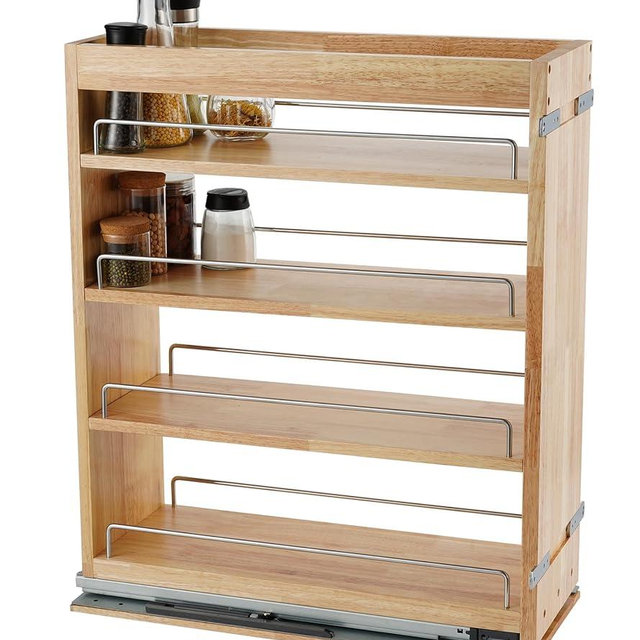 DINDON Pull Out Spice Rack Organizer for Cabinet, (5" W x 21.9" D x 25.2" H) Multi-Use Wood Pull Out Cabinet Organizer Slide Out Shelf Cabinet Storage for Kitchen, Pantry Organization