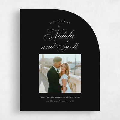 Black Half arch Wedding Save the Date - Marvis Photo