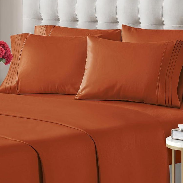 King 6 Piece Sheet Set - Breathable & Cooling Bed Sheets - Hotel Luxury Bed Sheets for Women, Men, Kids & Teens - Bedding w/ Deep Pockets & Easy Fit - Soft & Wrinkle Free - King Terracotta Sheets