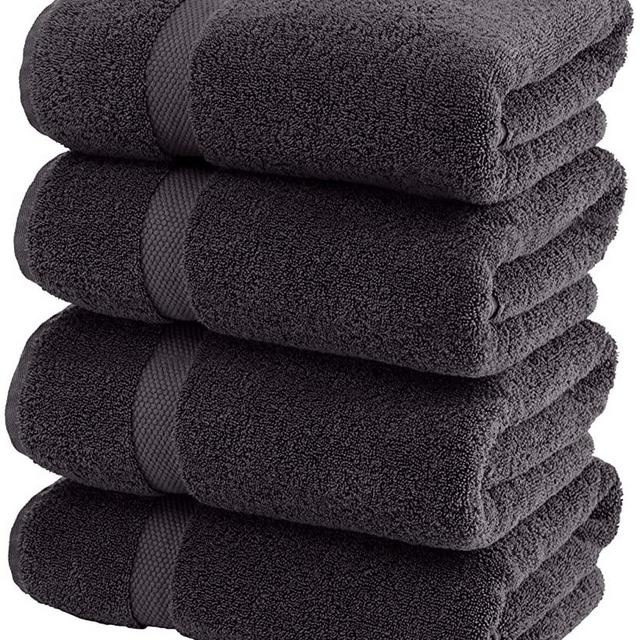 White Classic Luxury Cotton Bath Towels Large - | Highly Absorbent Hotel spa Collection Bathroom Towel | 27x54 Inch | Set of 4 (Black, 4)