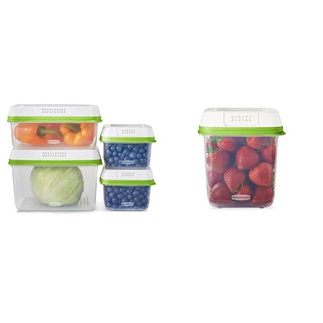 Rubbermaid FreshWorks Produce Saver, Medium and Large Storage Containers,  8-Piece Set, Clear