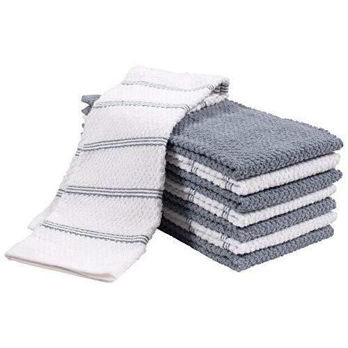 KAF Home Pantry Piedmont Terry Kitchen Towels | Set of 8, 16 x 26 inch, Absorbent Terry Cloth Dish Towels, Hand Towels, Tea Towels | Perfect for Kitchen Spills, Cooking, and Messes - Denim Blue