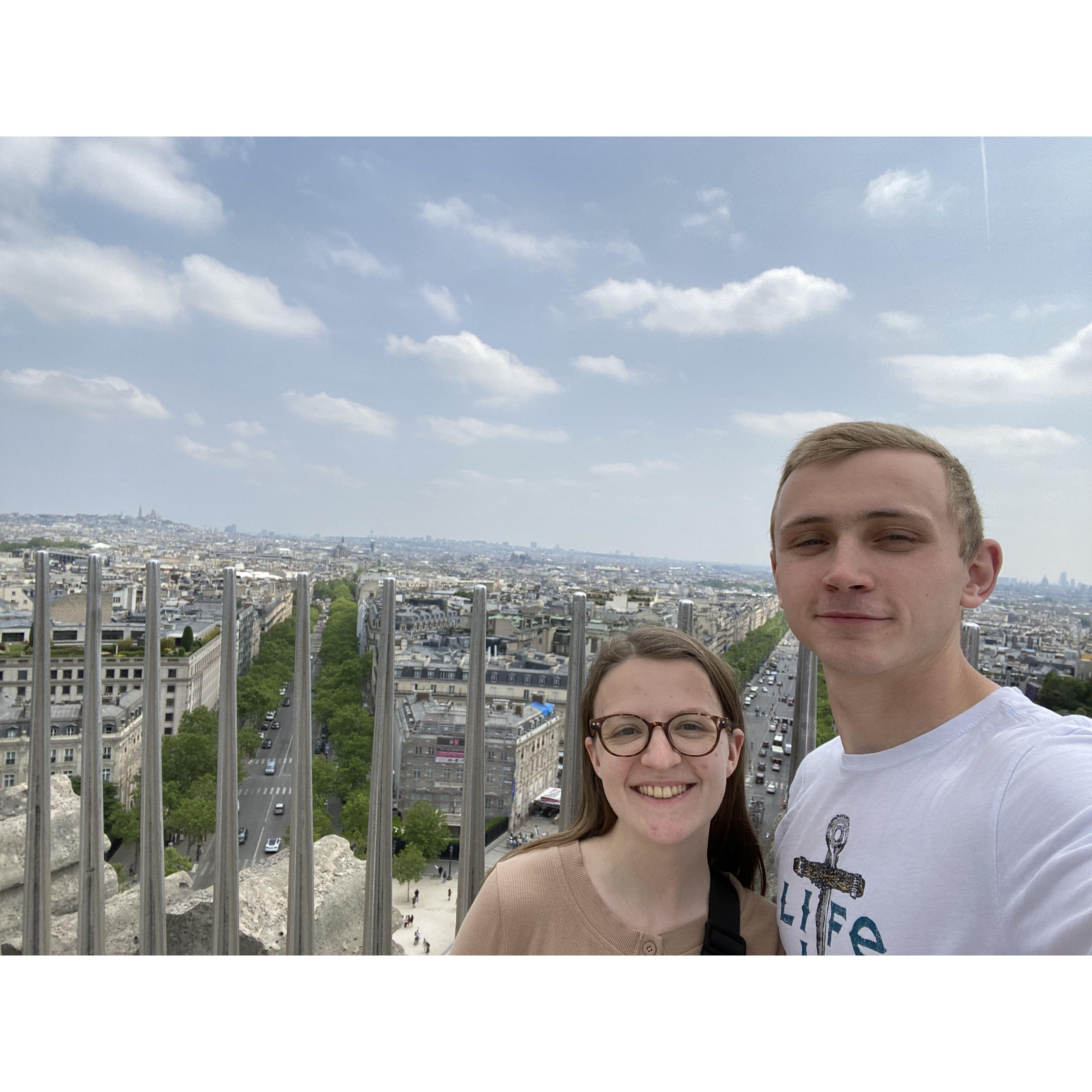 At the top of the Arc de Triomphe in Paris.