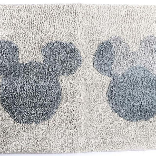 Jay Franco Disney Mickey Mouse & Minnie Mouse Bath Rug 20 x 30 Inches Soft, Non-Slip, Machine Washable Grey Bathroom Mat