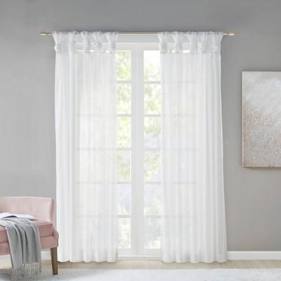Persis Twisted Tab Voile Sheer Window Pair White