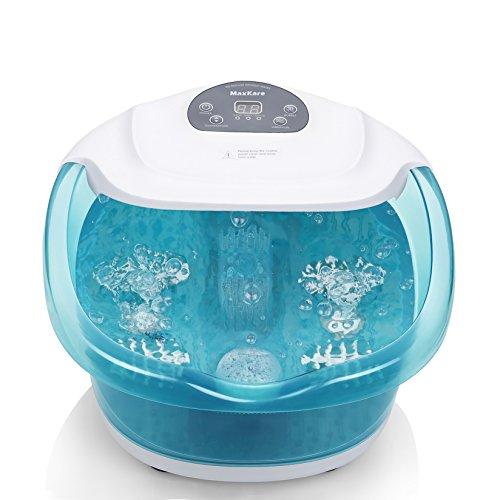 Foot Spa/Bath Massager with Heat Bubbles Vibration 3 in 1 Function, 4 Masssaging Rollers Pedicure Tired Feet Stress Relief Help Sleep Home Use