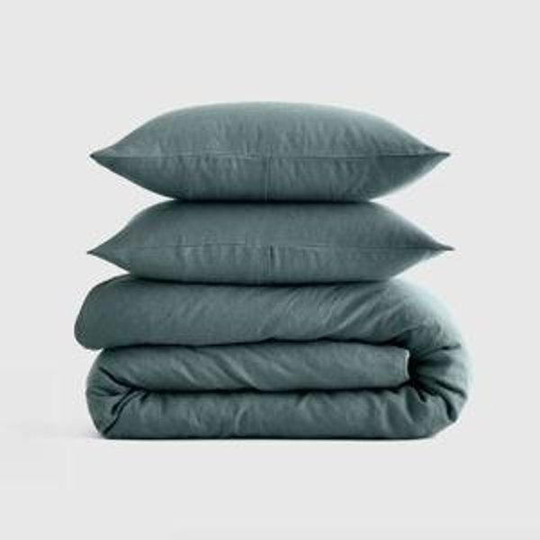 European Linen Duvet Cover Set - King in color Ocean