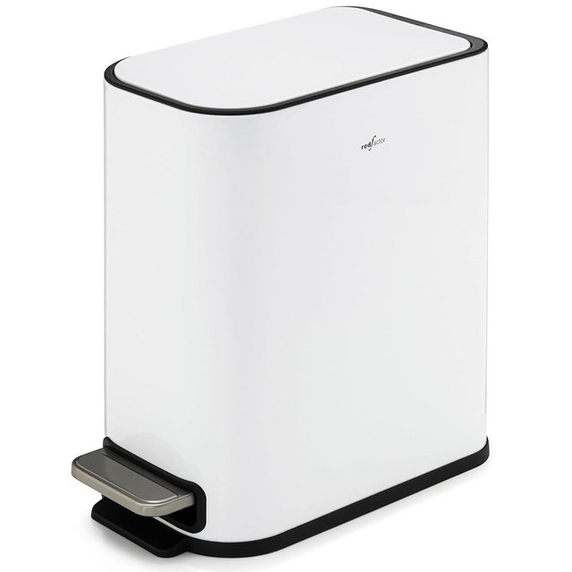 RED FACTOR Slim Small 1.3 Gallon Stainless Steel Pedal Trash Can with Soft Close Lid for Narrow Spaces – Wastebasket Bin with Removable Inner Bucket