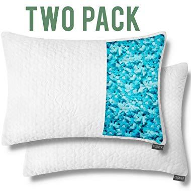Dapper Display Shredded Memory Foam Pillows for Sleeping Bamboo Cooling Firm Cool Bed Pillow for Side Stomach Sleeper Neck Shoulder Pain Organic Cold Hypoallergenic Large Queen Size 2 Pack