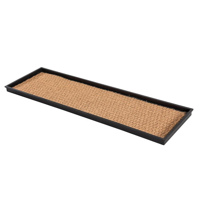 Anji Mountain Heavy Duty Waterproof Rubber Shoe Storage Mat Organizer/Boot Storage Tray Multi Use For Entryway with Coir, Tan Insert , Fits 4 Pair (46.5" Wide)