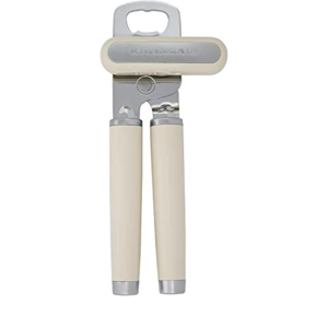 KitchenAid Classic Multifunction Can Opener and Bottle Opener Easy to Use, Razor Sharp Stainless Steel Cutting Wheel, Soft Ergonomic Handles, Almond Cream