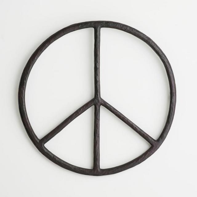 Indoor/Outdoor Iron Peace Sign, Bronze, 36" Round
