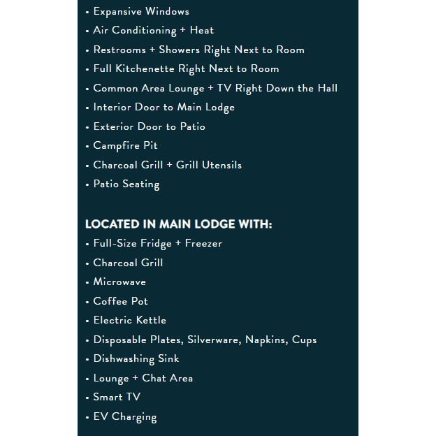 Main lodge features