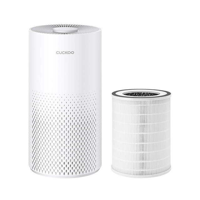 CUCKOO True HEPA Air Purifier Bundle with Extra Filter, Up to 456 sq. ft., 3-Stage Filter with H13 HEPA and Activated Carbon, Small Air Purifiers for Home Bedroom, White (CAC-I0510FW)