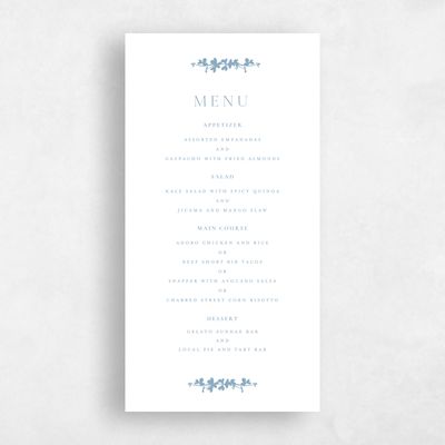 Dusty Blue Wedding Menu - Matienzo