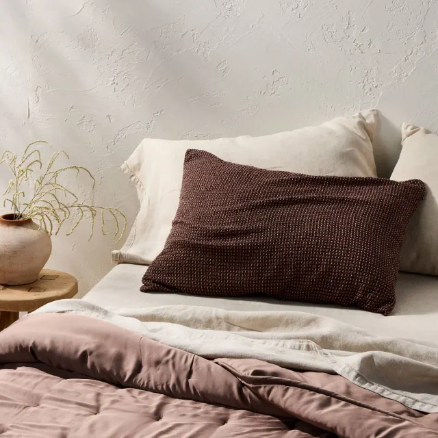 Standard Textured Waffle Pillow Sham Dark Fig - Casaluna™