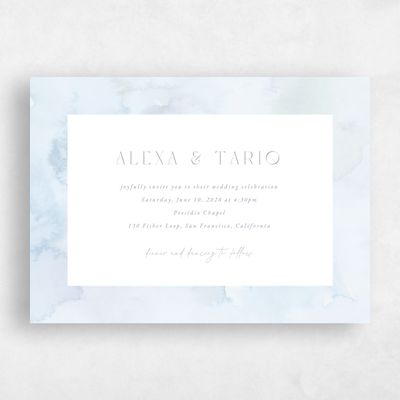 Sweet Blue Wedding Invitation - Beaux-Arts Landscape