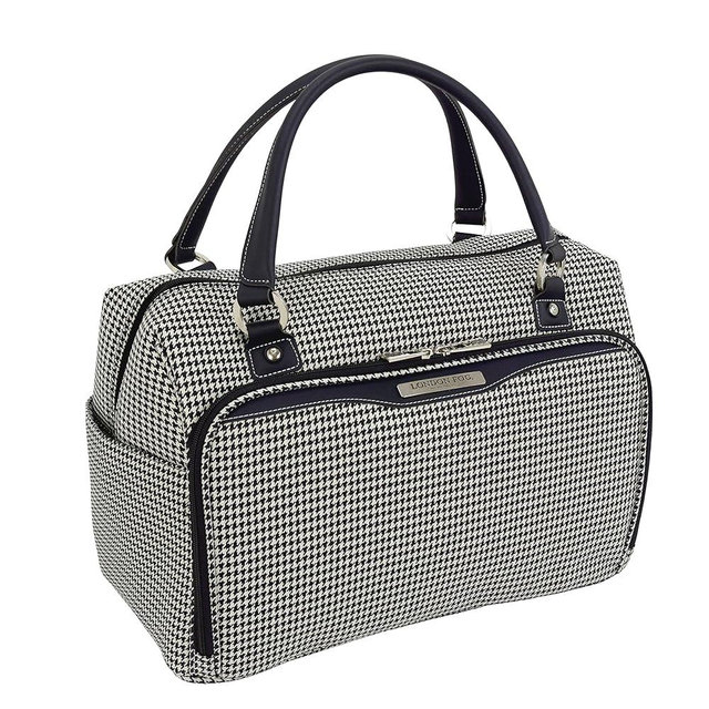London Fog Oxford III Cabin Bag, Black-White, Carry-On 17-Inch