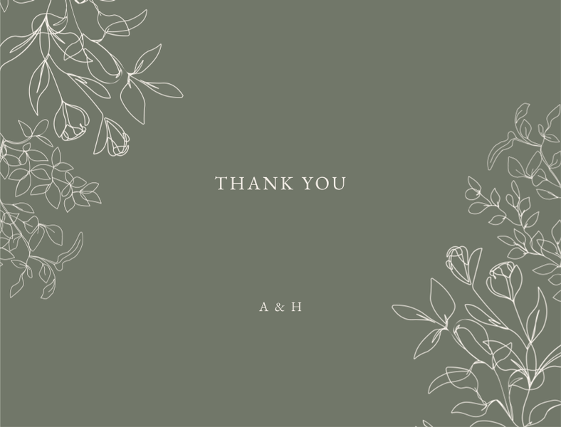 Essenza Bloom | Dark Sage | Zola Thank You Cards