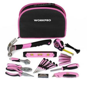 WORKPRO 103-Piece Pink Tool Kit with Easy Carrying Round Pouch