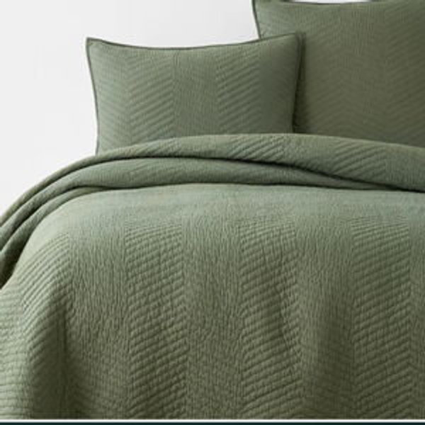 Voile Quilt - Dark Olive, Full/Queen
