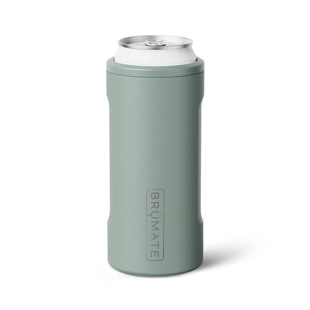 BrüMate Hopsulator Slim Can Cooler Insulated for 12oz Slim Cans | Skinny Can Insulated Stainless Steel Drink Holder for Hard Seltzer, Beer, Soda, and Energy Drinks (Sage)