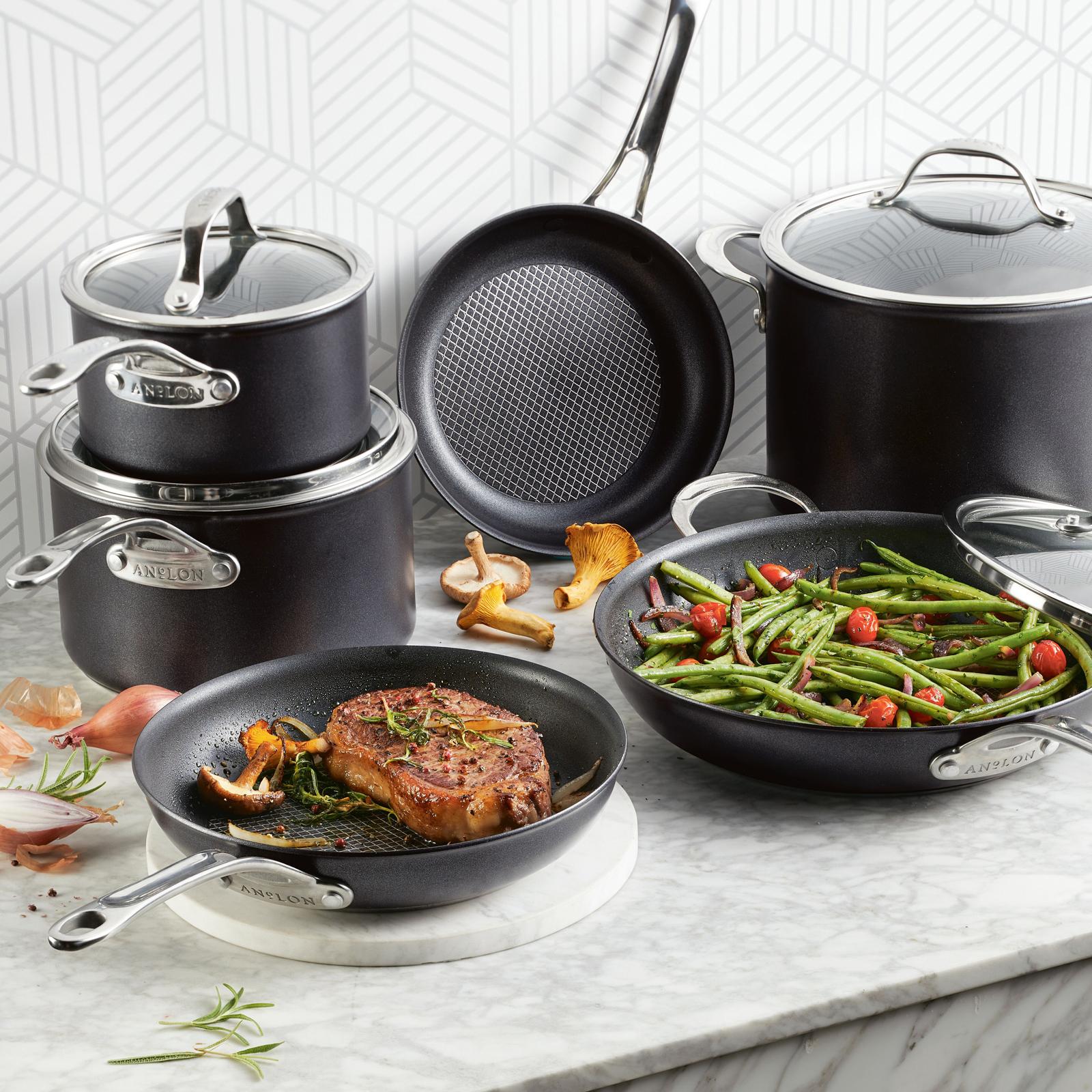 Anolon x Hybrid Nonstick Induction Cookware Set, 10 Piece - Dark Gray