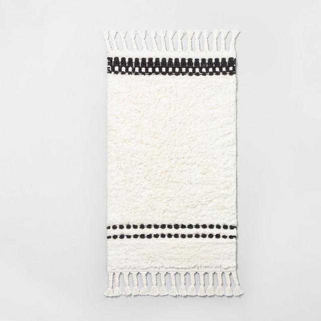 20" x 32" Stripe Bath Rug with Fringe - Hearth & Hand™ with Magnolia
