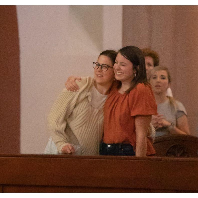 The first time JB saw Karoline and took this picture from across the church.