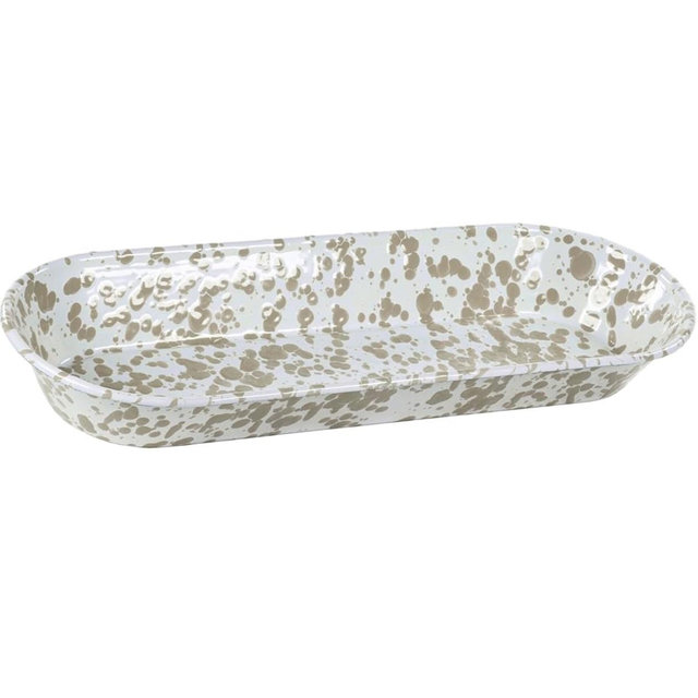 Golden Rabbit Enamelware - 16" Oval Basket (Taupe Swirl)