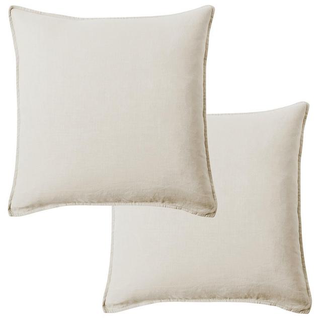 Washed Linen Square Decorative Pillow Cover Set - Natural 2pk - Levtex Home