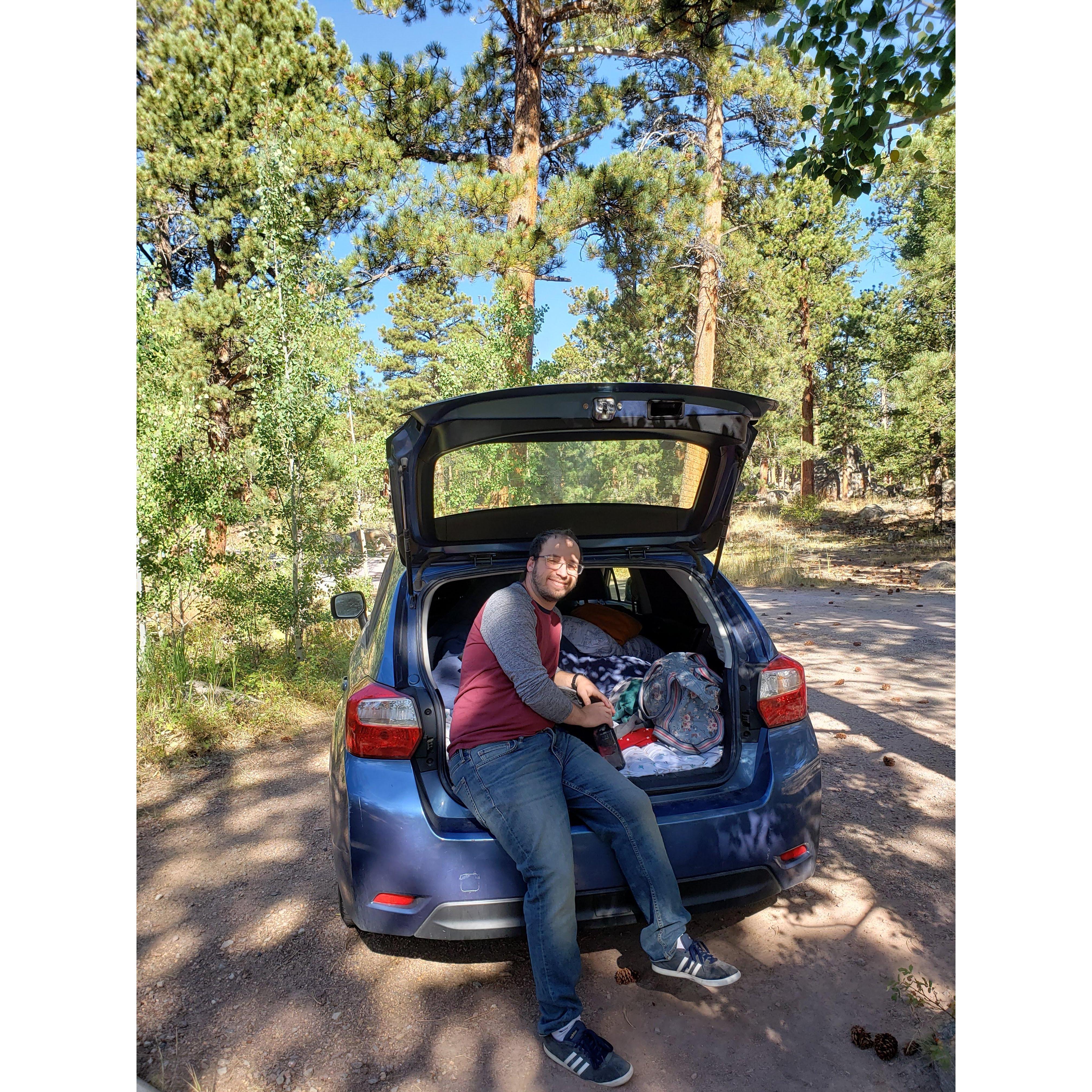 Gabe living the car camping dream