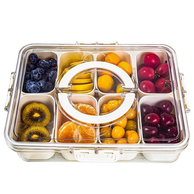 Cosnou Divided Serving Tray with Handle, 8 Compartments Snack Box for Candy, Nuts, Cookies, Fruit, Snacks, Party Favor, Wedding, Home Decor