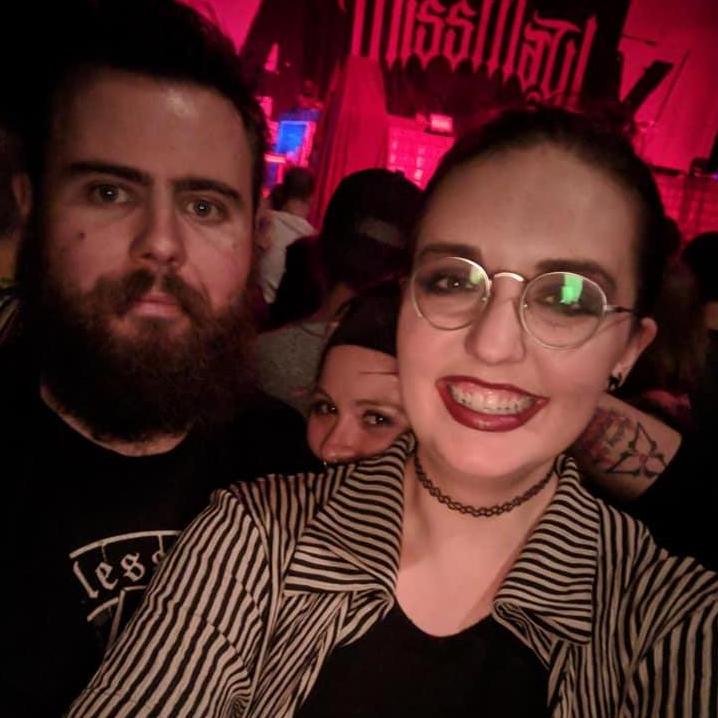 We both love metal music. Here, we are attending Motionless in White with some friends from Florida.