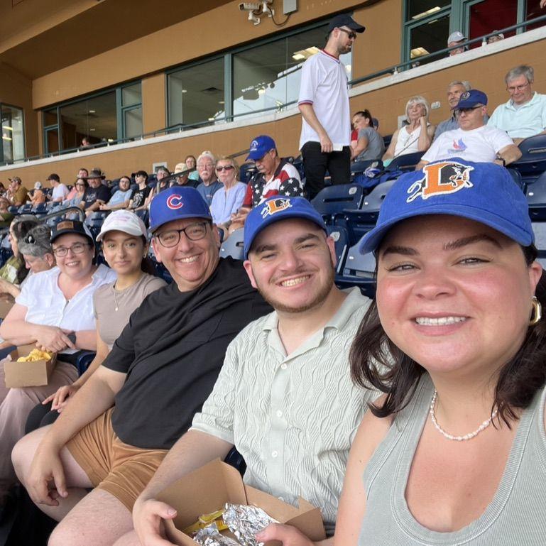Durham Bulls game with Nestor, Melissa, and Carmen