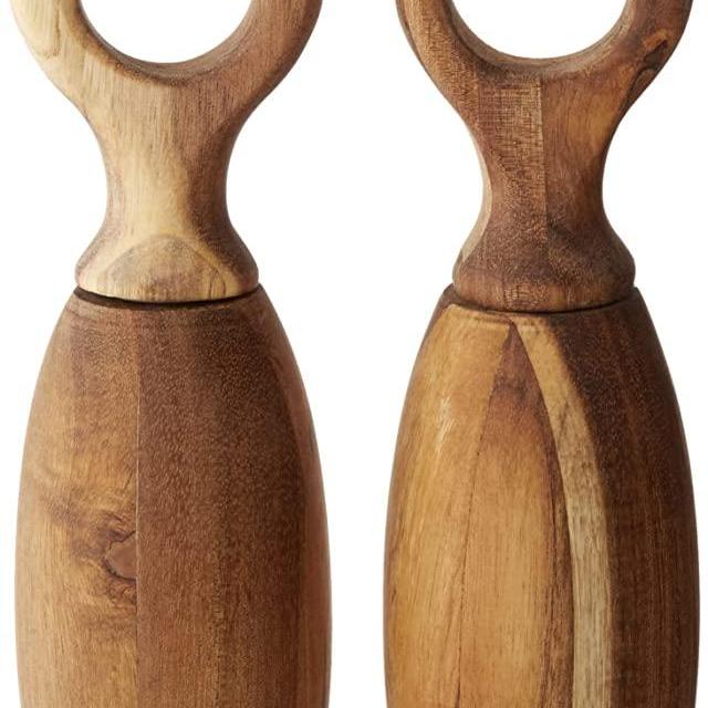 Bloomingville Brown Acacia Wood Salt & Pepper Mills,8 Inch