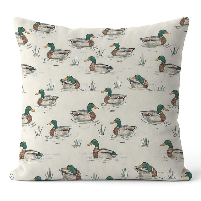 FGFK Mallard Duck Nursery Pillow Covers 18x18, Duck Hunting Decor, Rustic Farmhouse Nature Wildlife Decorative Throw Pillow Covers for Nursery Kids Room Home Bedroom Sofa Couch