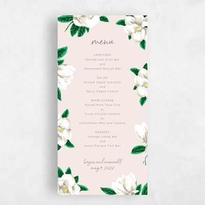 Blush, Pink Wedding Menu - Morningside