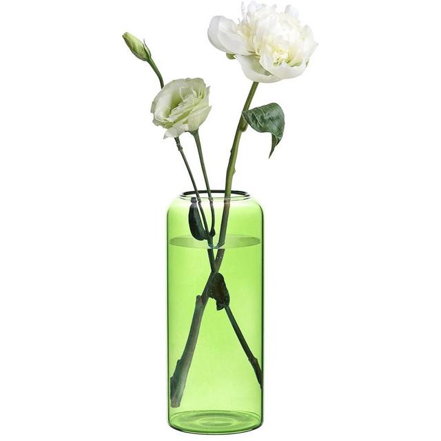 ComSaf Glass Flower Vase, 8 Inch Tall Bud Vases, Home Decor Vases for Centerpiece for Living Room and Bedroom, Decorative Vases for Wedding, Valentines' Day, Mother's Day (Green)