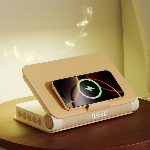 Vivilumens Book Lamp Sunrise Alarm Clocks Wireless Charger Bluetooth Speaker Loud for Heavy Sleepers Adults with Snooze Wake Up Light for Bedroom Home Decor Birthday Gifts
